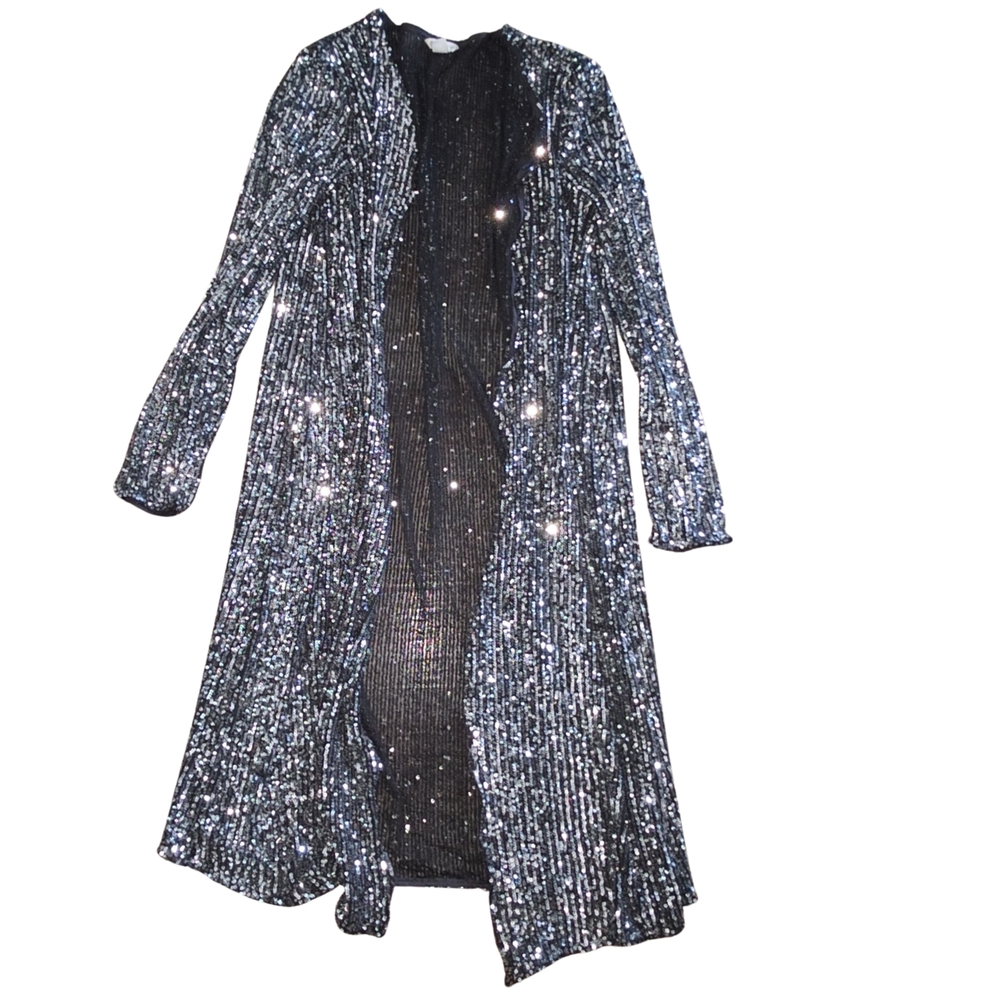 Sequin Silver Long Jacket